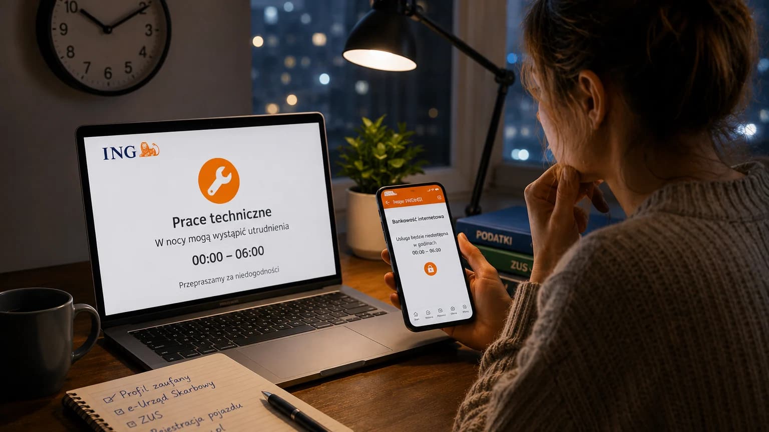 ING zapowiada nocne utrudnienia. Najbardziej odczują je osoby załatwiające sprawy urzędowe online