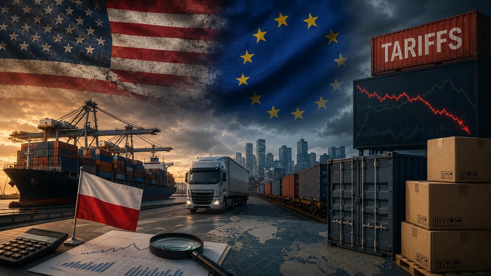 Nowe cła USA uderzają w relacje z UE. Polska musi patrzeć na eksport, kursy i koszty firm