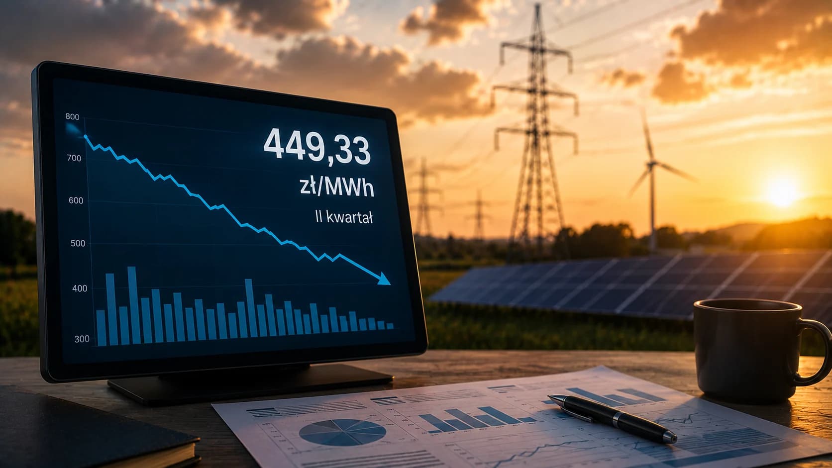 Cena energii za II kwartał spadła do 449,33 zł/MWh. To wskaźnik, nie rachunek za prąd