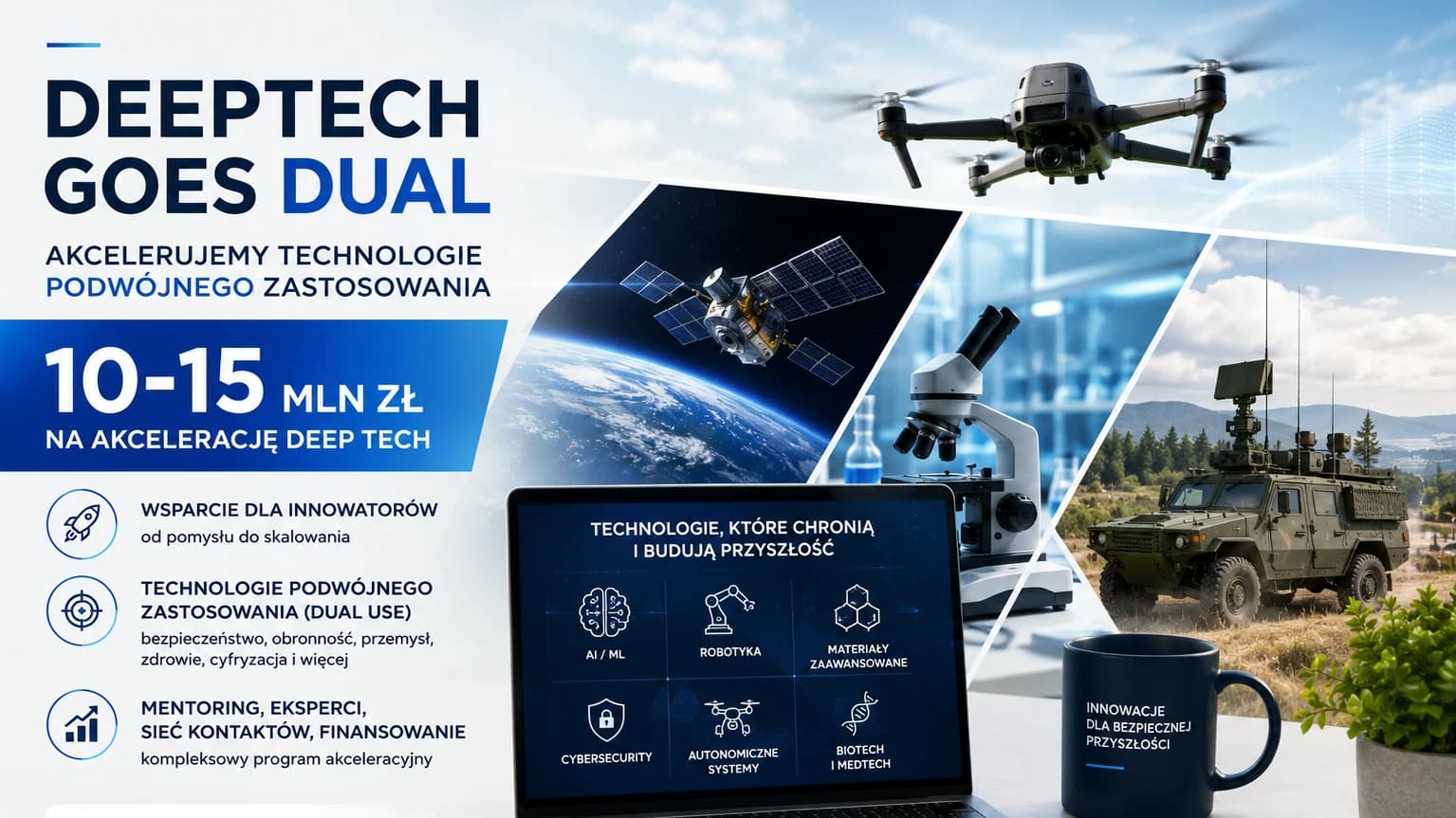 10-15 mln zł na akcelerację deep tech. DeepTech Goes Dual stawia na technologie podwójnego zastosowania