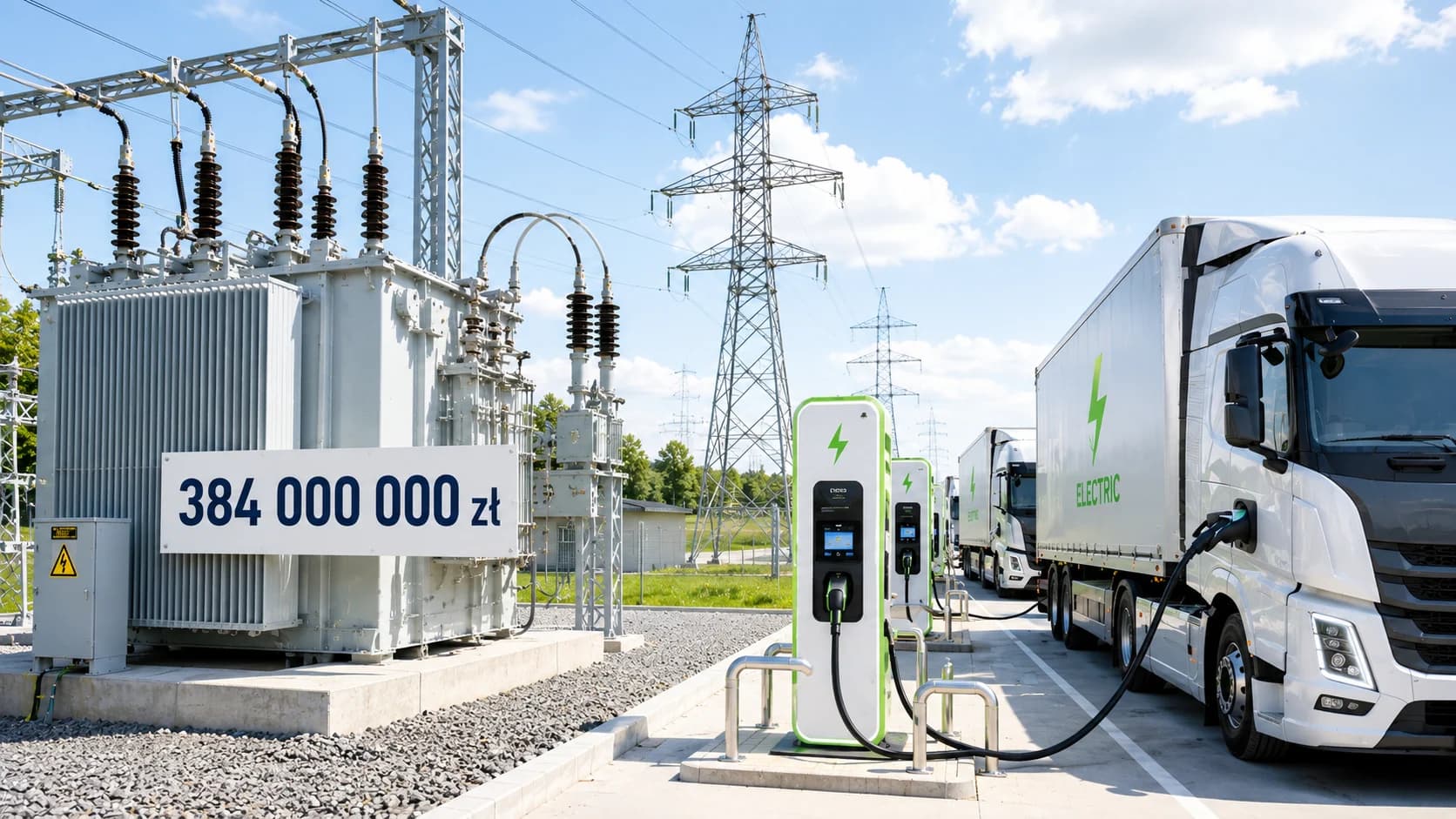 384 mln zł na sieć pod szybkie ładowarki. Elektryczne ciężarówki zaczną się od transformatorów