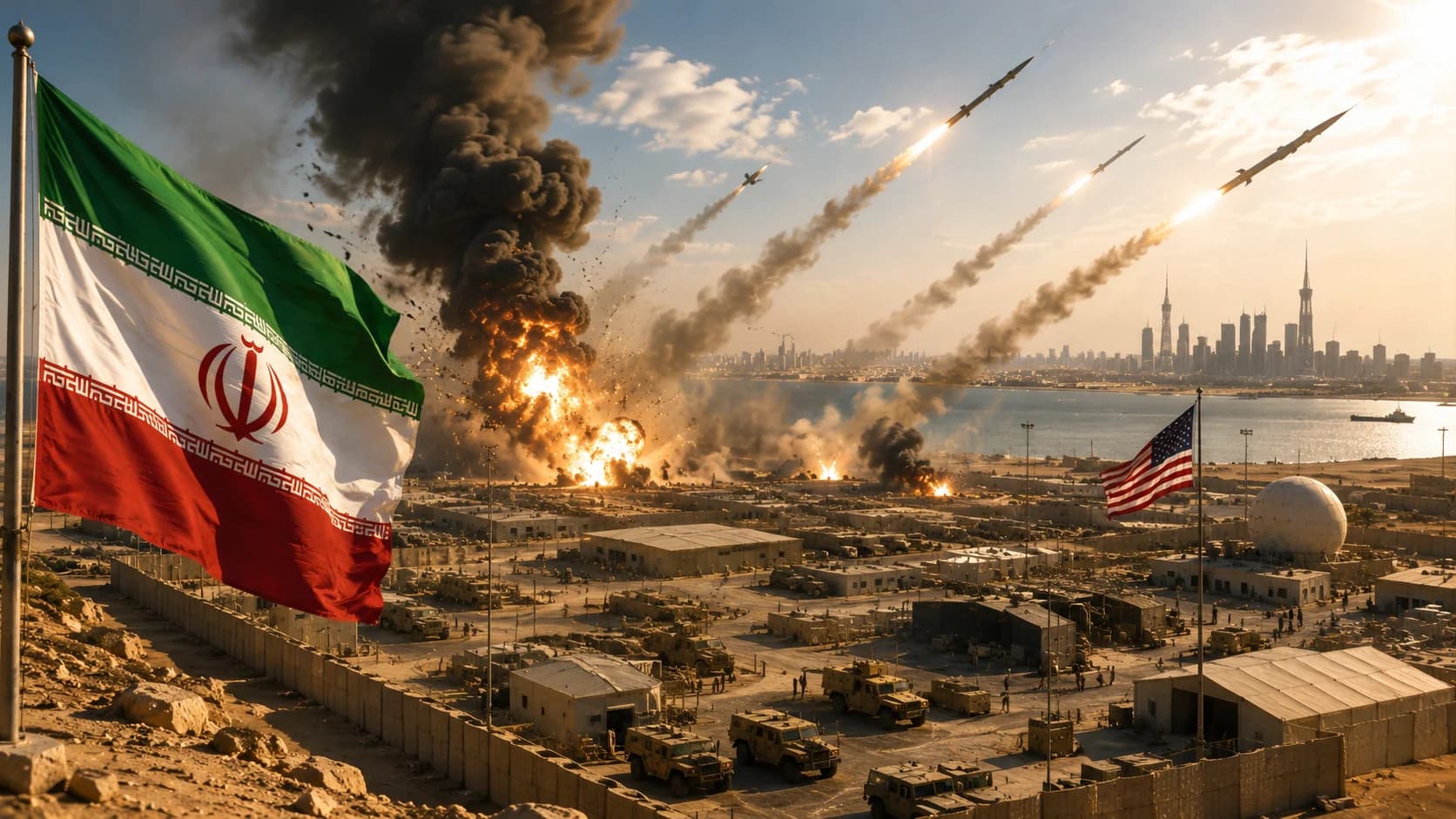 Iran uderza w cele USA w Kuwejcie.
