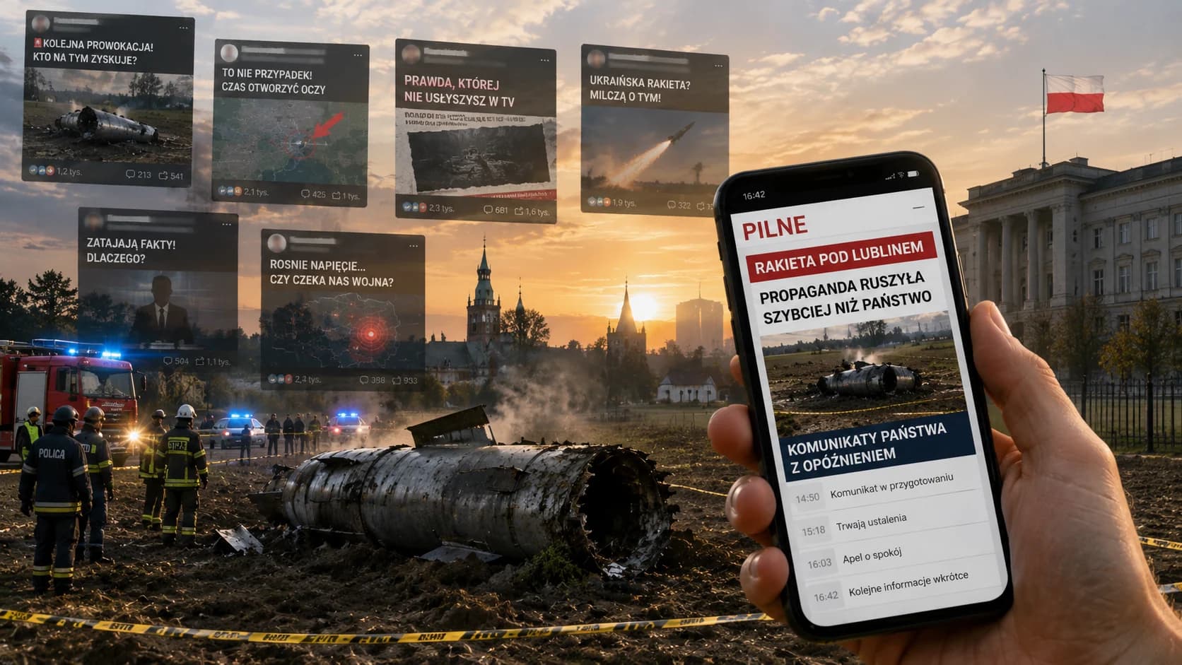 Rakieta spadła pod Lublinem, a propaganda ruszyła szybciej niż komunikaty państwa Incydent w Tarnawie-Kolonii pokazuje, że naruszenie polskiej przestrzeni