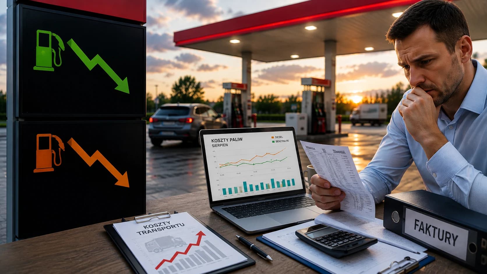 Benzyna tanieje szybciej niż diesel. Sierpniowe ceny paliw wciąż bolą firmy Po wcześniejszym skoku cen na stacjach pojawiła się ulga, ale jest ona