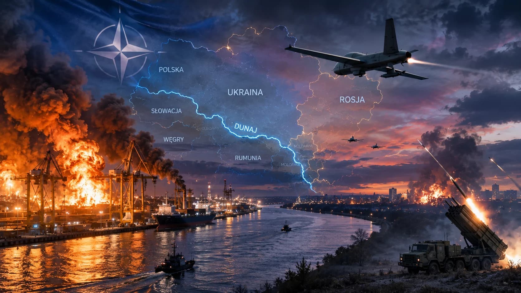 Rosja uderza w port przy granicy NATO, Ukraina odpowiada w głębi Rosji. Dunaj znów staje się linią ryzyka Nocny atak na infrastrukturę portową w rejonie