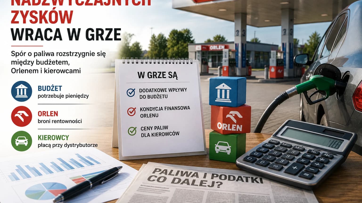 Podatek od nadzwyczajnych zysków wraca w grze. Spór o paliwa rozstrzygnie się między budżetem, Orlenem i kierowcami Rząd zapowiada kolejne inicjatywy