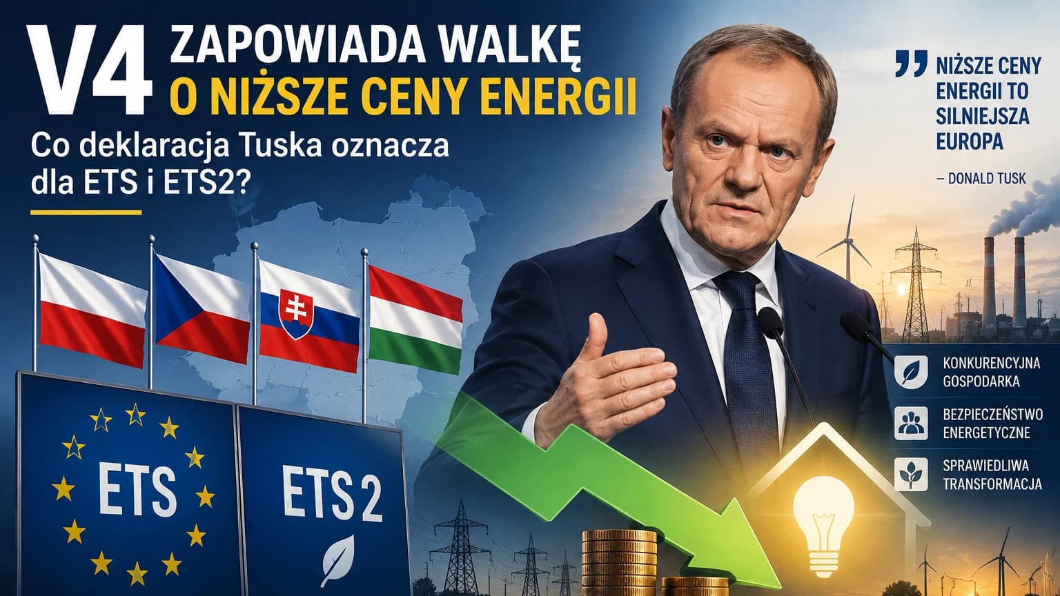 V4 zapowiada walkę o niższe ceny energii. Co deklaracja Tuska oznacza dla ETS i ETS2 Donald Tusk zapowiedział po spotkaniu premierów Grupy Wyszehradzkiej