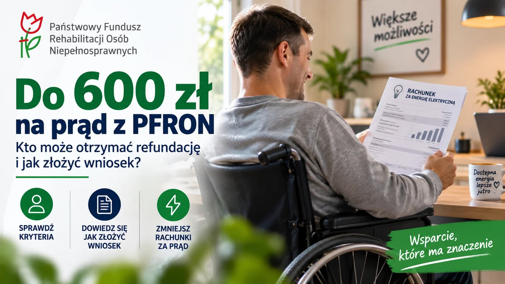 Do 600 zł na prąd z PFRON. Kto może otrzymać refundację i jak złożyć wniosek Osoby z niepełnosprawnością korzystające w domu z respiratora lub