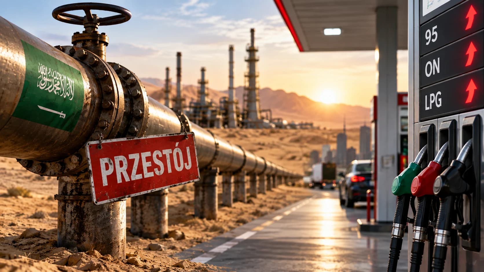 Saudyjski ropociąg stanął i podbił ceny ropy Co może czekać kierowców w Polsce Arabia Saudyjska wstrzymała pracę strategicznego rurociągu Wschód Zachód