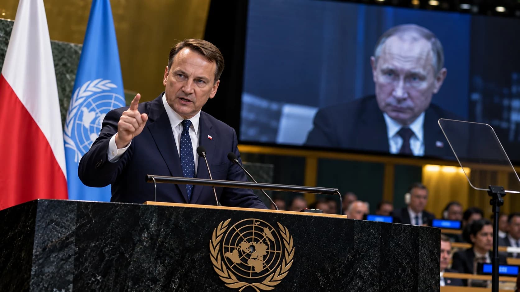 Polska w ONZ zaostrza przekaz wobec Rosji Prezydent Karol Nawrocki i minister spraw zagranicznych Radosław Sikorski przedstawili w Nowym Jorku spójny
