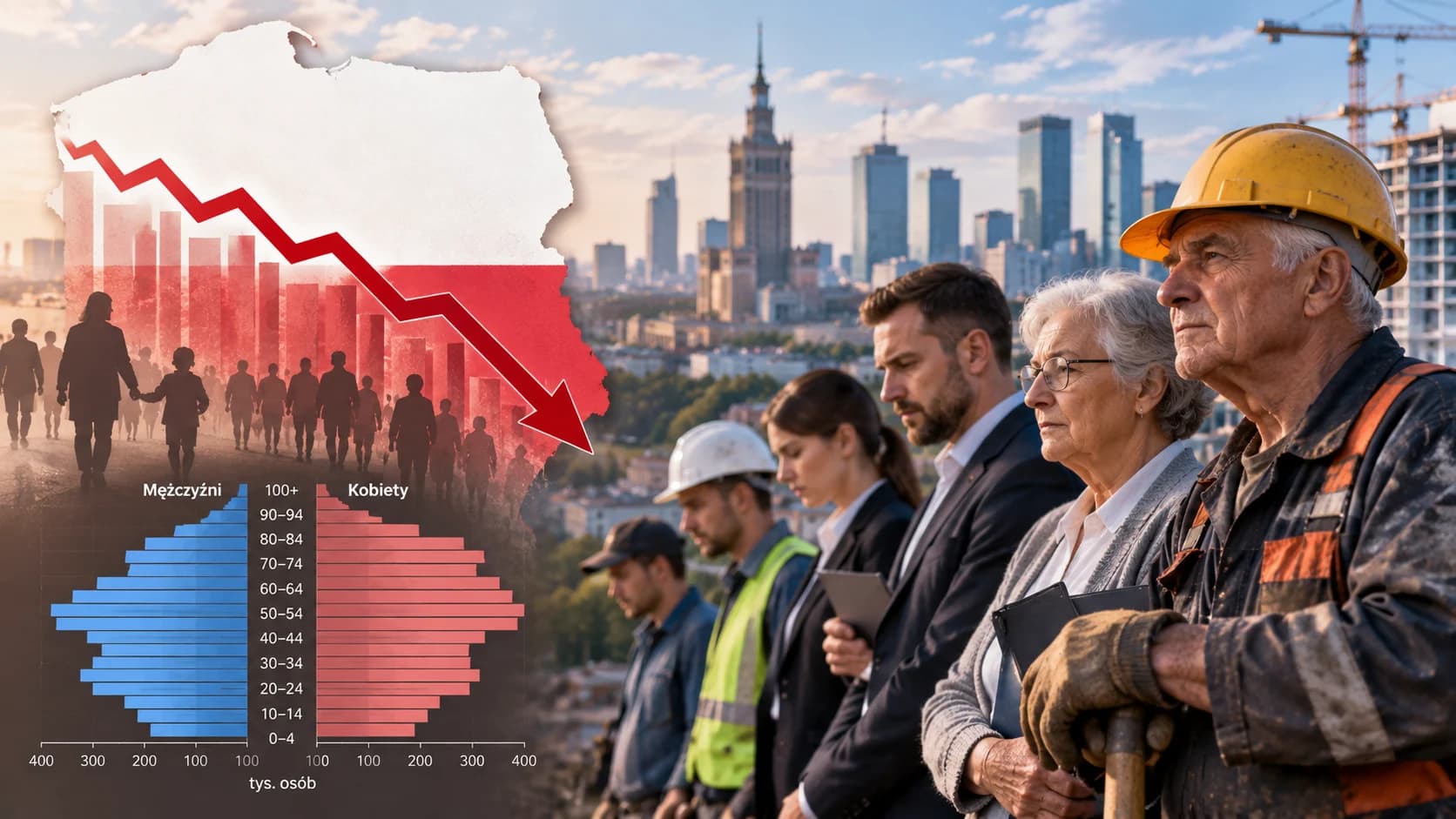 Polska traci ludność a rynek pracy będzie się starzał Liczba mieszkańców Polski spadła w 2025 r. o około 157 tys. do 37,33 mln. Urodziło się 238 tys.