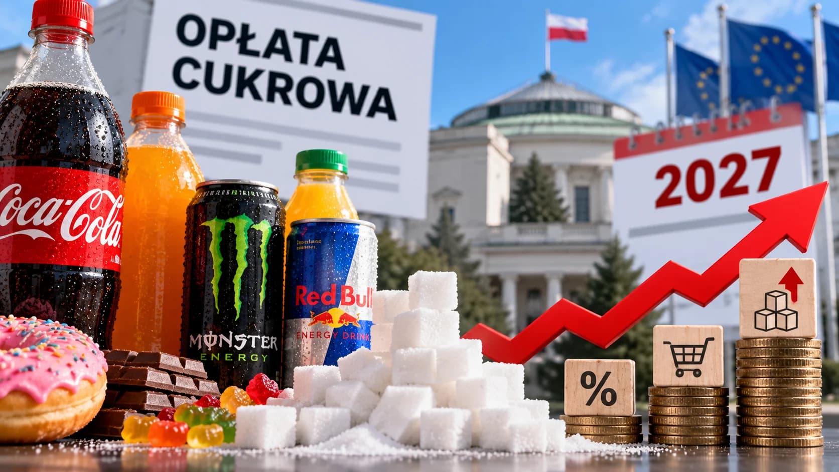 Opłata cukrowa ma wzrosnąć od 2027 roku Rząd planuje podnieść stawki opłaty od napojów słodzonych i objąć nią kolejne produkty. Opłata stała ma wzrosnąć z