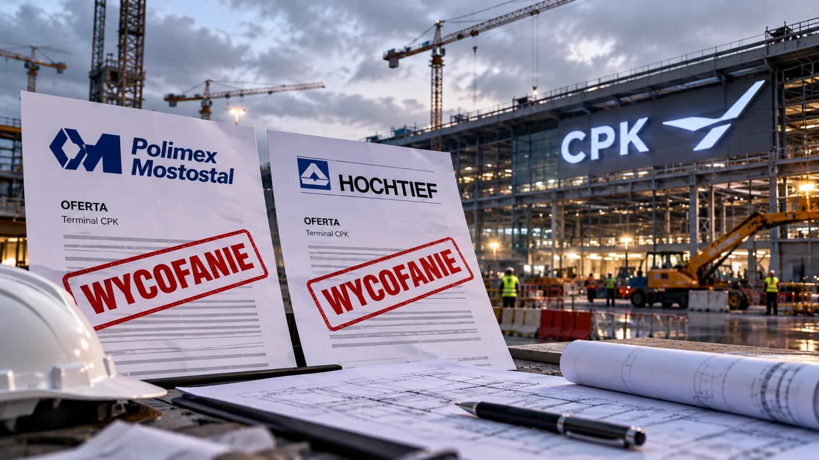 Polimex i Hochtief rezygnują z przetargu na terminal CPK Konsorcjum Polimeksu Mostostalu i dwóch spółek Hochtiefa nie złoży oferty na budowę terminala