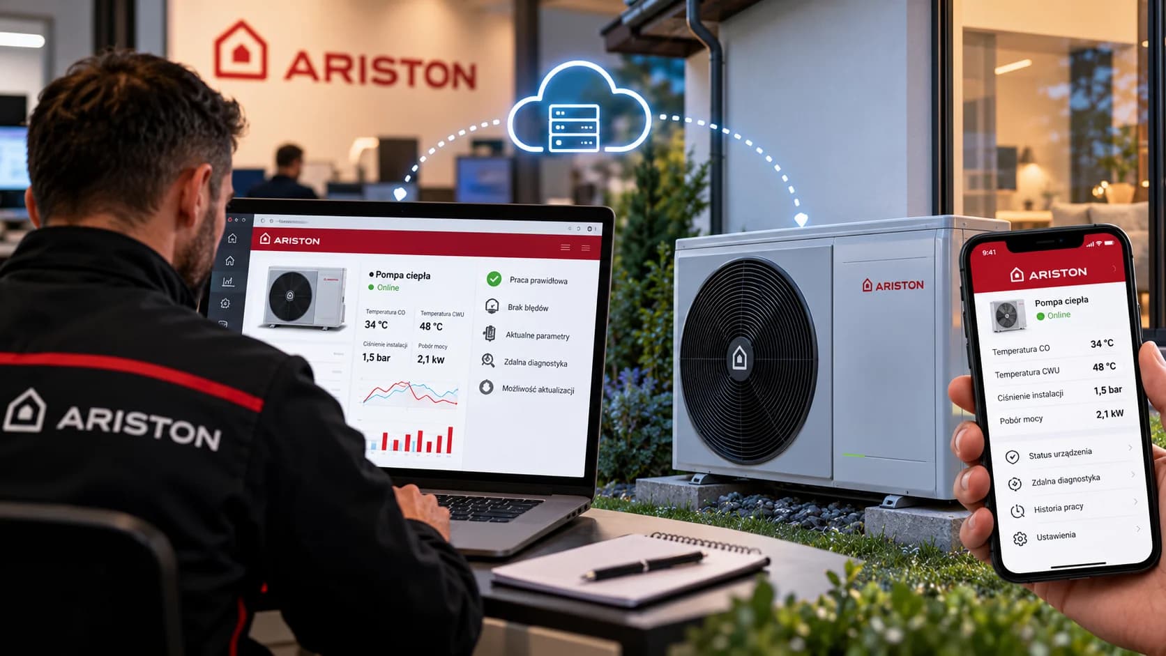 Zdalna diagnostyka zmienia obsługę pomp ciepła Ariston Ariston rozwija zdalną obsługę pomp ciepła Nimbus 5 R290, umożliwiając monitorowanie i część