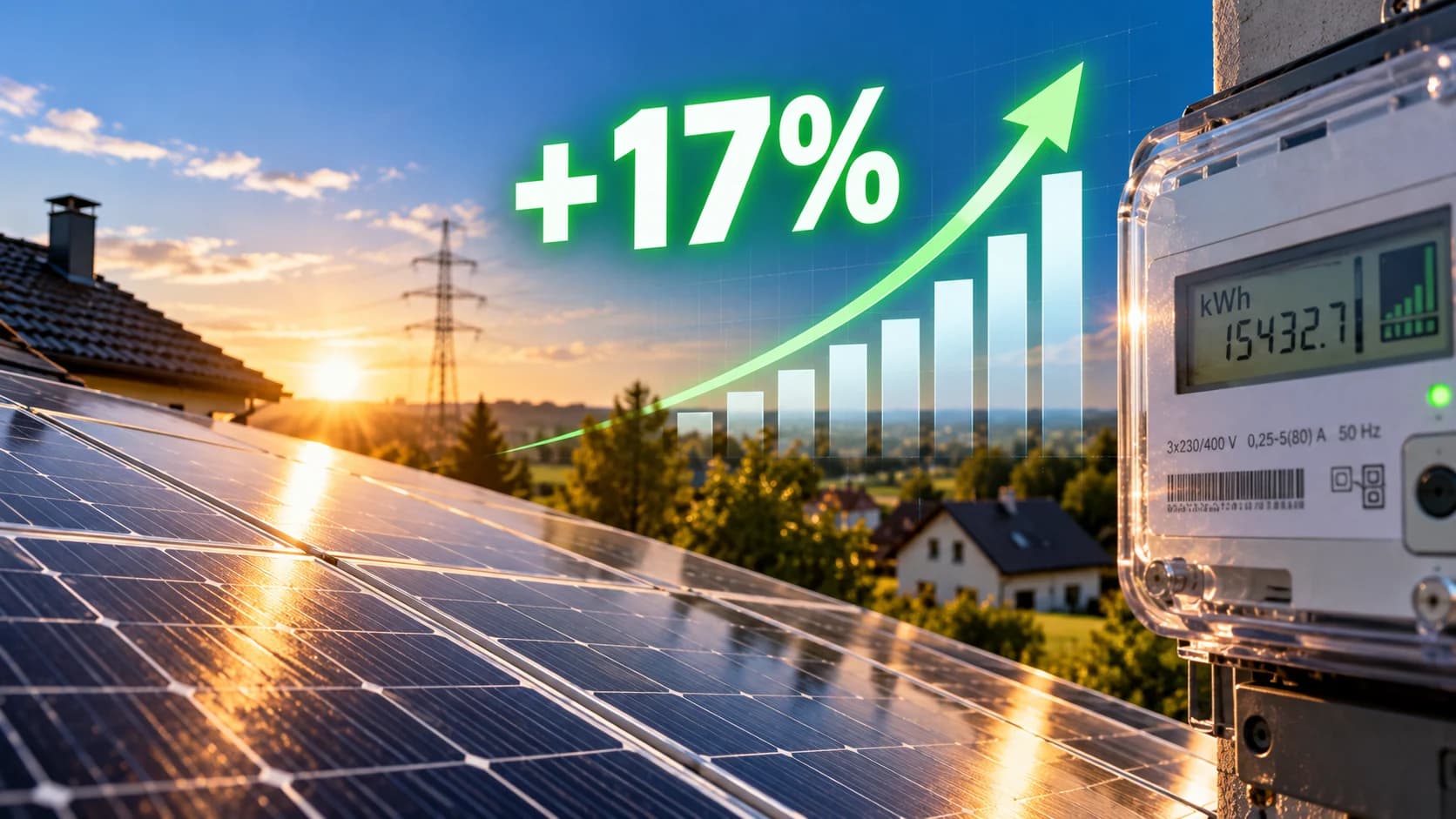 Wrześniowa wycena energii z fotowoltaiki wzrosła o ponad 17 procent Miesięczna cena energii wykorzystywana do części rozliczeń prosumenckich wyniosła we
