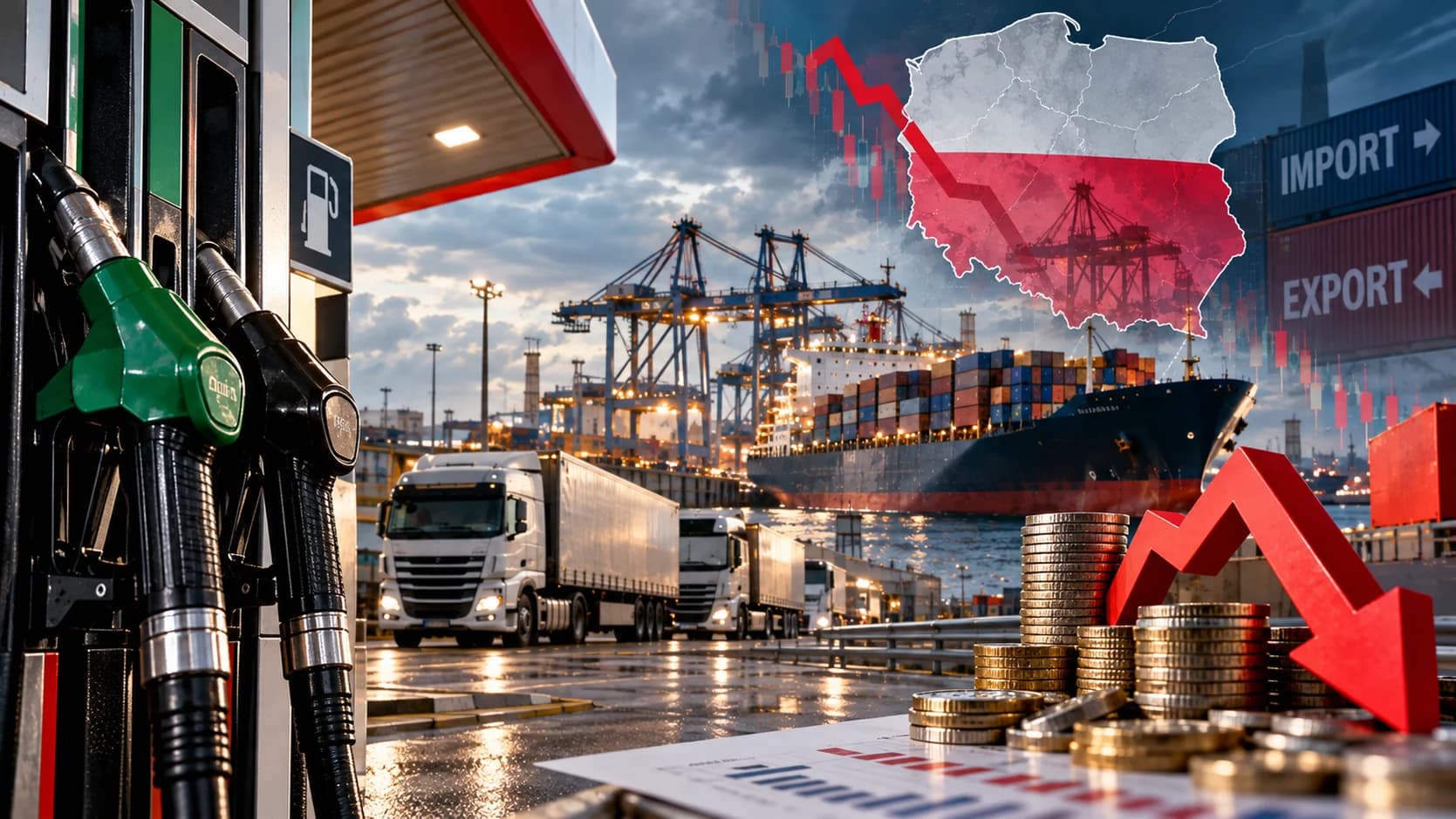 Drogie paliwa pogłębiają deficyt handlowy Polski Sierpniowy rachunek Polski za towary sprowadzane z zagranicy wzrósł szybciej niż wpływy z eksportu.
